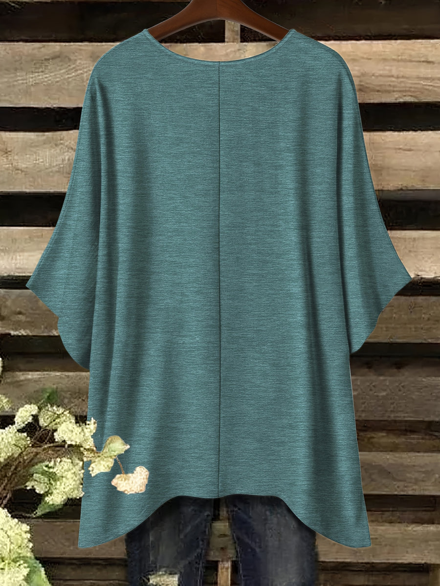Plus Size - Plus Size - Fashionable New Polo with Buttons, Women'S Plus Size Short Sleeve T-Shirt, Unique Short Sleeves, Stylish Casual Women'S Wear, Loose Fit Clothing, Additions Not Included - Dark Cyan