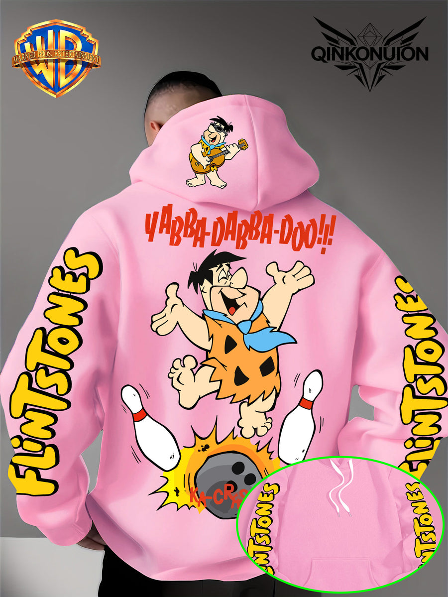 Warner Official Men's Hoodie, Stone Primitive for Man Bowling Impact Funny Anime Printed Design, Machine Washable, Warm and Casual for Autumn and Winter, Daily Drawstring Hoodie, Multi Functional Sports and Leisure Loose Version - Pink Color