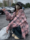 Elegant Direction Women's Long Sleeve Loose Plaid Shirt, Suitable for Daily Wear and Vacation Travel - Mixed colors