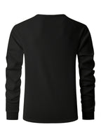 Josh Mei'S Selected Men'S Casual American Style Spring And Autumn Thin Waffle Grid Button-Up Quick-Dry Raglan Henley T-Shirt Long Sleeve - Black