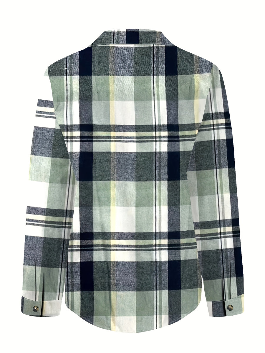 European and American New Casual Striped Plaid Shirt, Versatile Commuting Top - Mixed Color 2