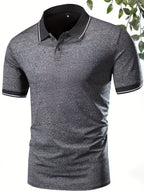 5pcs Summer Lapel Men's Shirts, Solid Color Plain Short Sleeve Shirts, Multi-Color Workwear, Casual Sportswear, Men's Executive Tops - Mixed Color 1