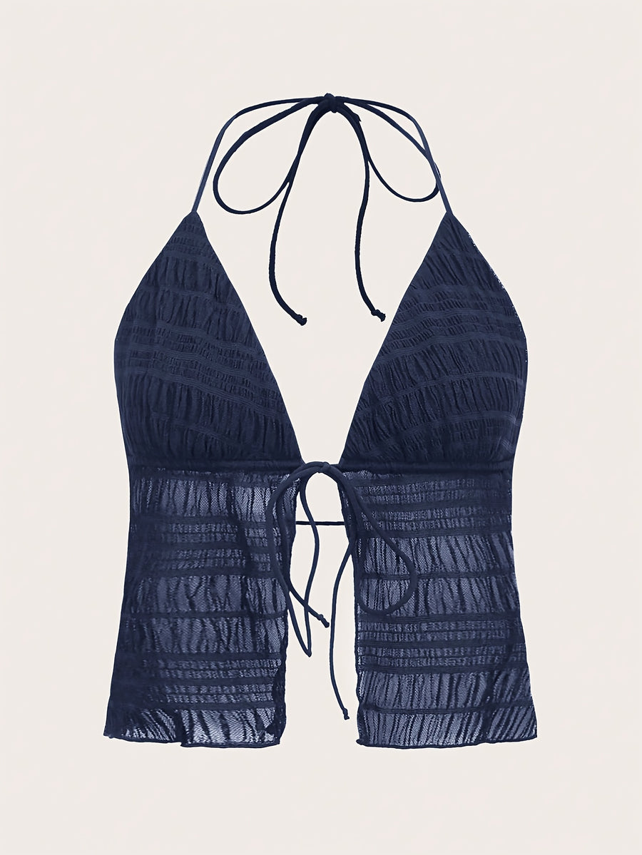 Women'S Fashion Elegant Casual Mesh Cami - Navy Color
