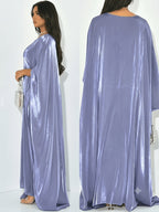 Middle Eastern Elegant Shimmer One Size Robe 8336-8 - Bright Steel Blue