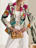 Autumn Women'S Fashion, Outdoor Travel, Personalized Clothing, Exquisite Patterns, Women'S Tops, Contrasting Graffiti Geometric Pattern Prints, Elegant Women'S Autumn Skirts, Exquisite Women'S Suit Jackets - Mixed colors