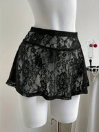 Women'S Sexy Nightclub Sheer Lace Mini Skirt, Valentine'S Day Gift "Circle Direction" - Black
