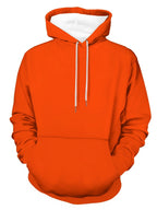 Men's Long Sleeve Pullover Hoodie, Solid Orange, Digital Print, Drawstring Hood, Kangaroo Pocket, Ribbed Cuffs and Hem, Casual Style, Daily Wear, Weekend Leisure, Polyester, Spring and Fall - Mixed colors