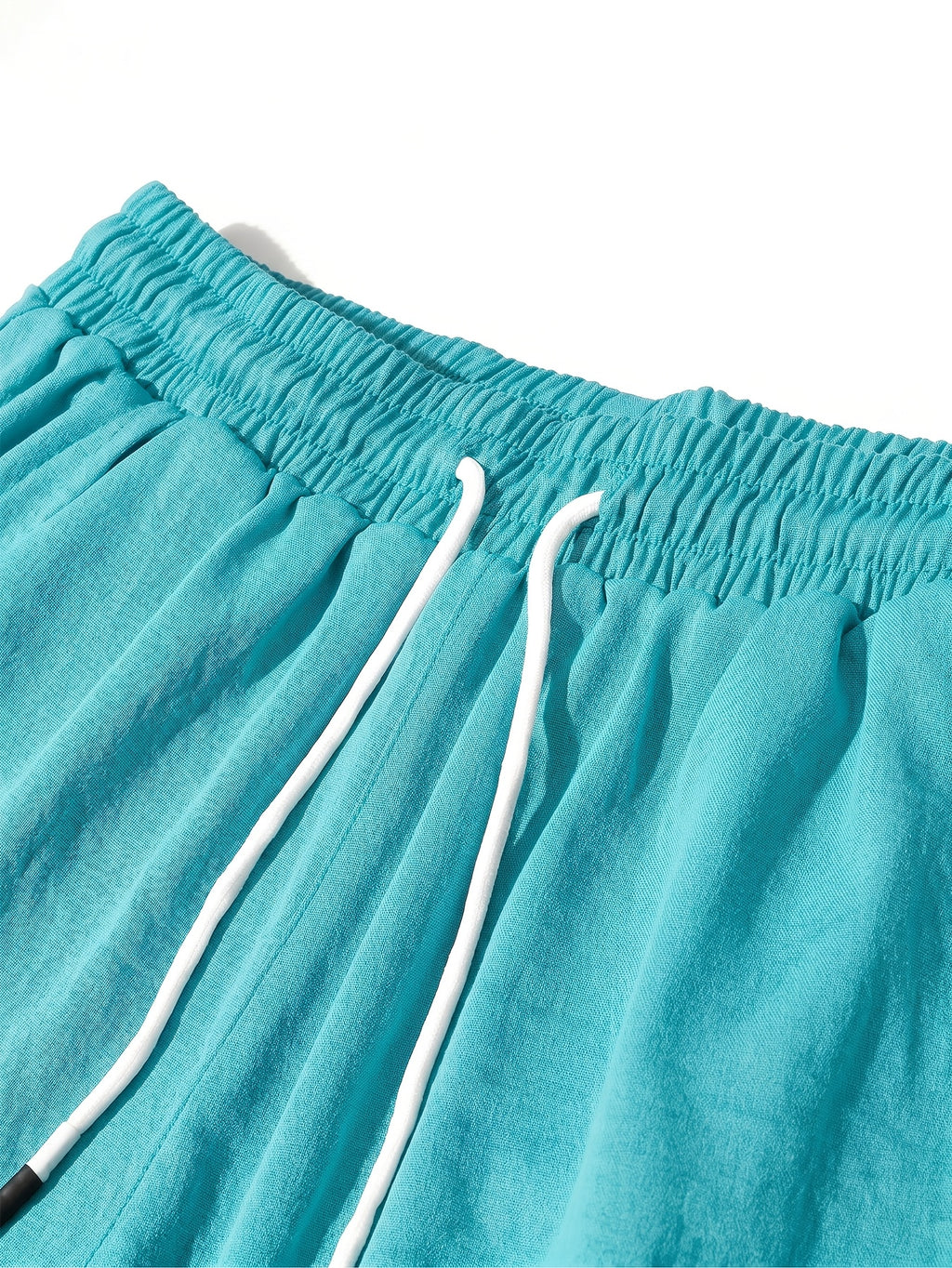 Summer Women's Cropped Cargo Pants with Stylish Pocket Design, Drawstring Elastic Waist Casual Long Pants, Suitable for Outdoor and Daily Wear - Lake Blue