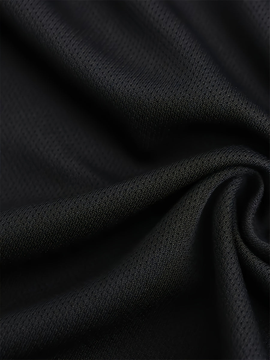 2026 New Popular Men'S Outdoor Casual Breathable Quick-Dry Sweat-Wicking High-Quality Printed Round-Neck Slightly Elastic T-Shirt, Loose Fit, Easy Care, Versatile Top - Black