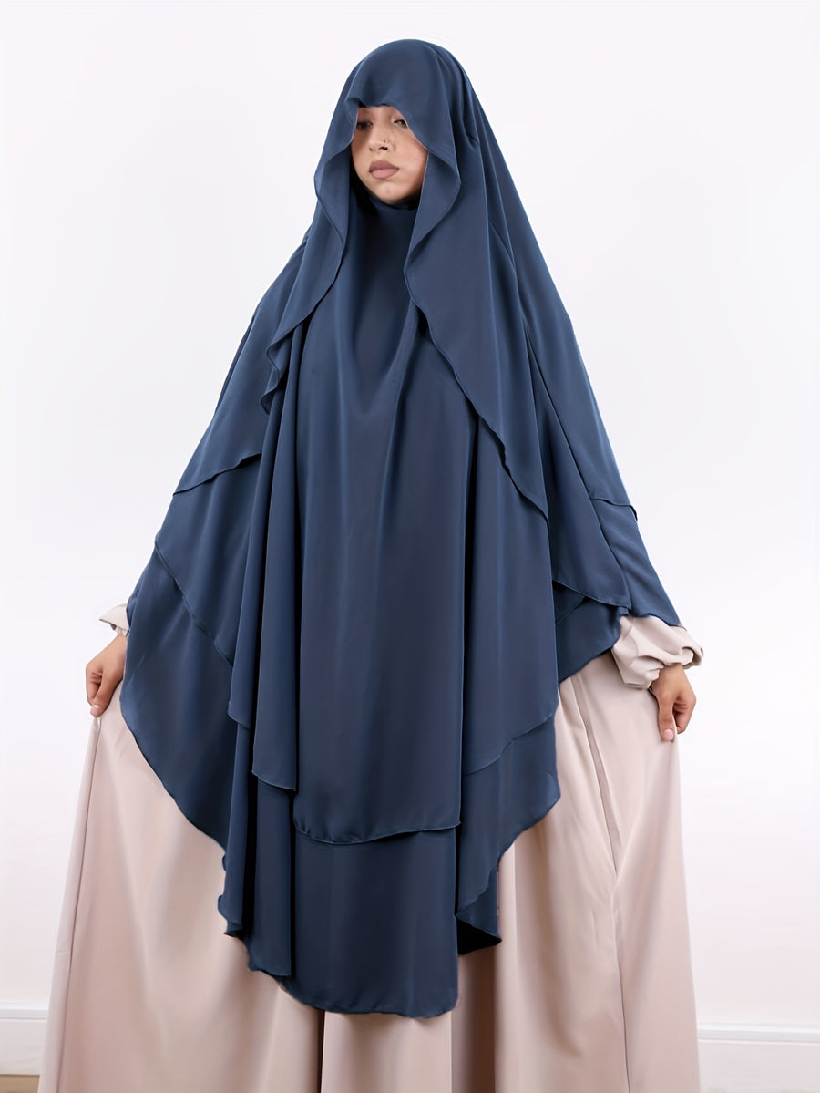 Elegant Flowy Head Wrap, Breathable Lightweight Fabric Casual Head Cover Suitable for Daily Outdoor and Home Styling - Navy Color