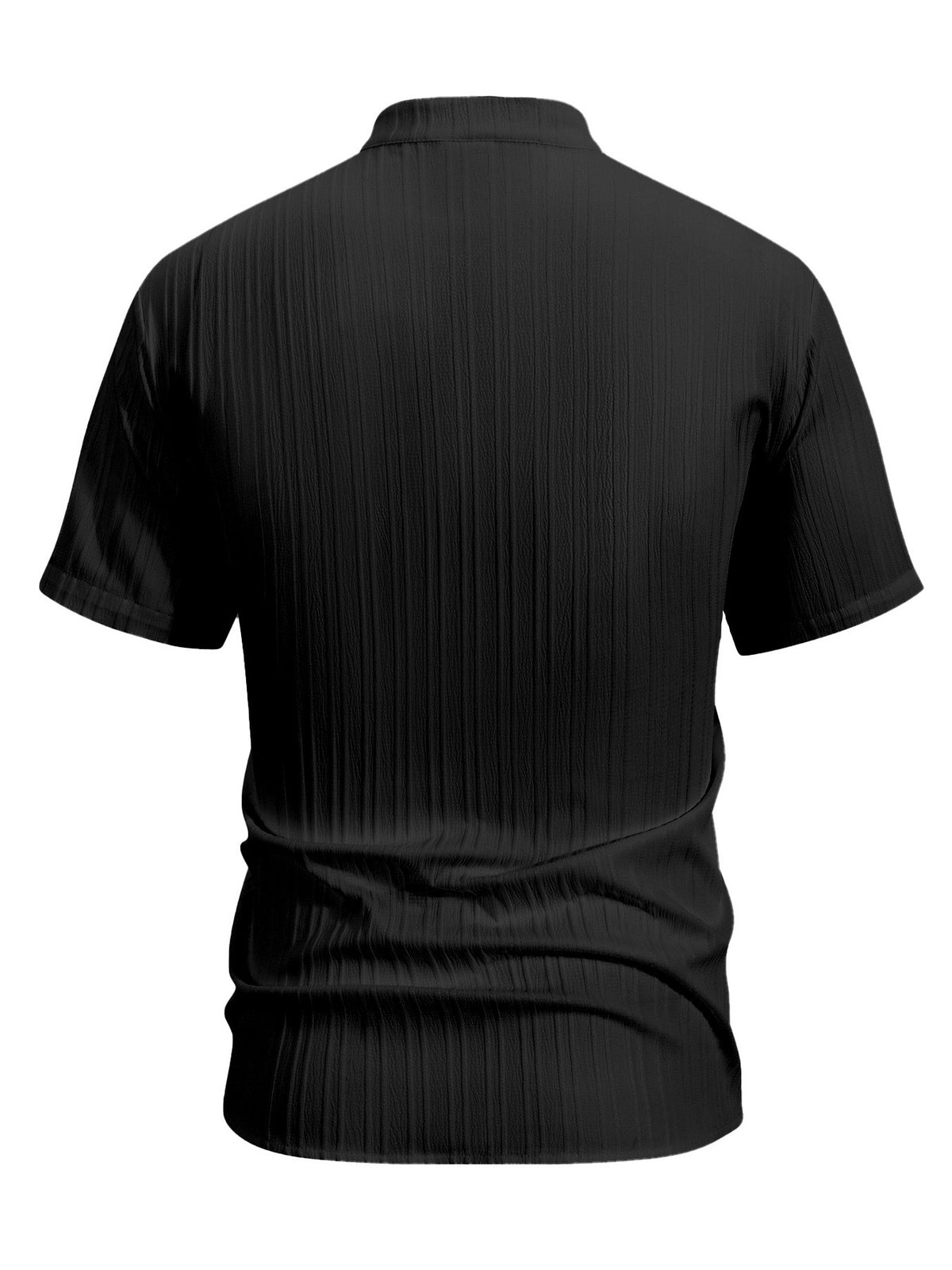 4pcs Urban Minimalist Pinstripe Textured Men'S Short Sleeve Stand Collar Zipper Cardigan, Summer Lightweight Breathable Casual Jacket, Fashionable All-Match Zippered Short Sleeve Shirt, Vertical Pleated Textured Fabric - Black+Black+Black+White