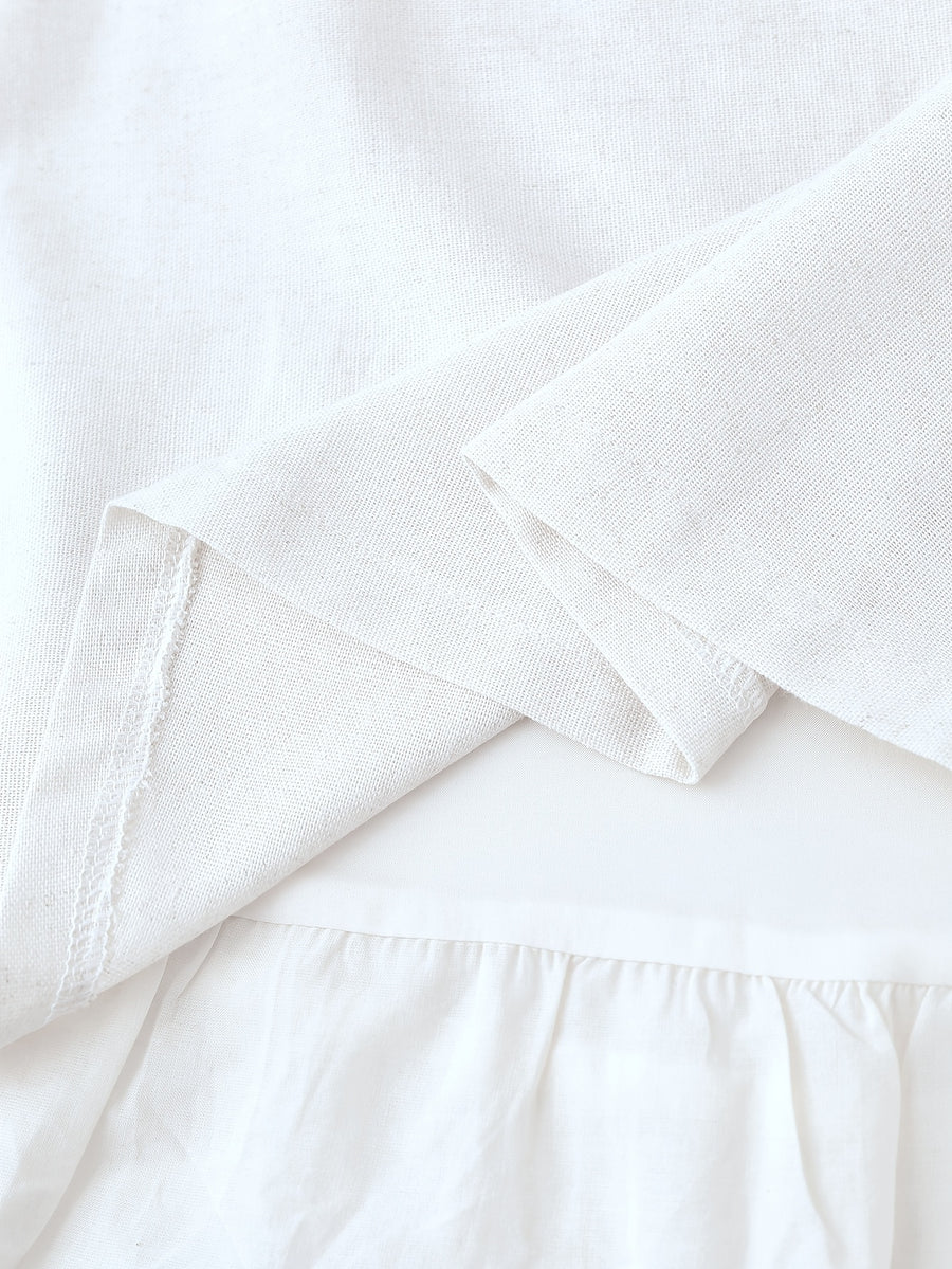 Women's New Spring/Summer - Fabric Embroidered Hem Maxi Dress, Casual Versatile Elastic Waist Lace Patchwork Skirt - White
