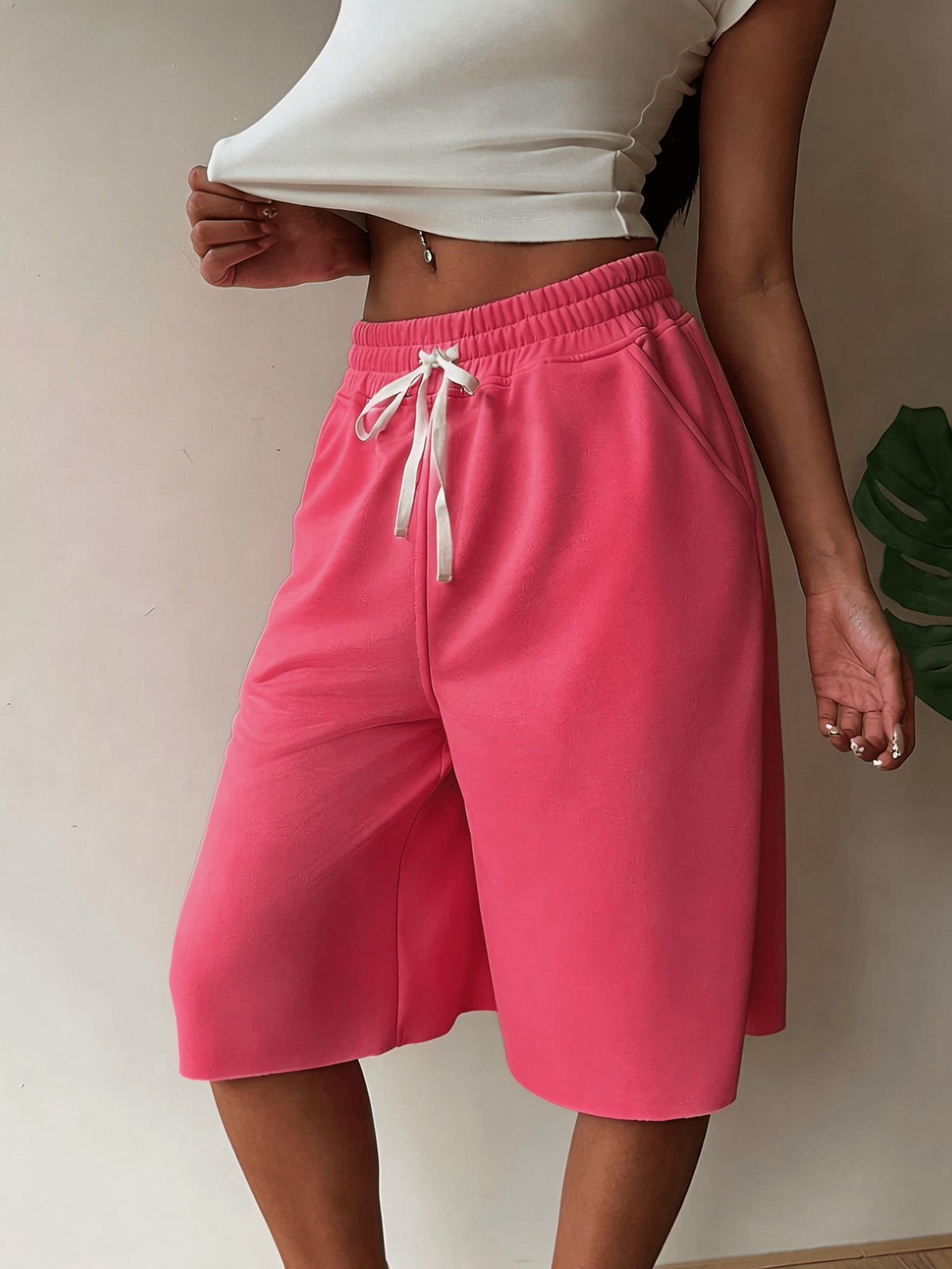 Lady Wearing Stylish And Casual Shorts - Pink Color