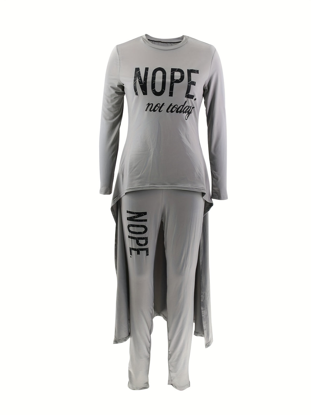 -Made - Fashionable European And American Women'S Casual Comfortable Long-Sleeve Letter Outfit ZHZ018 - Grey