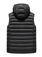 Men'S Slim-Fit Hooded Vest - Lightweight Non-Stretch Jacket, Front Zipper Closure, Side Pockets - Cold Weather Outerwear for Everyday & Formal Events - Fall/Winter, Winter Clothing, Sleek Design, Durable Construction, Stylish Outerwear, Urban Style - Black