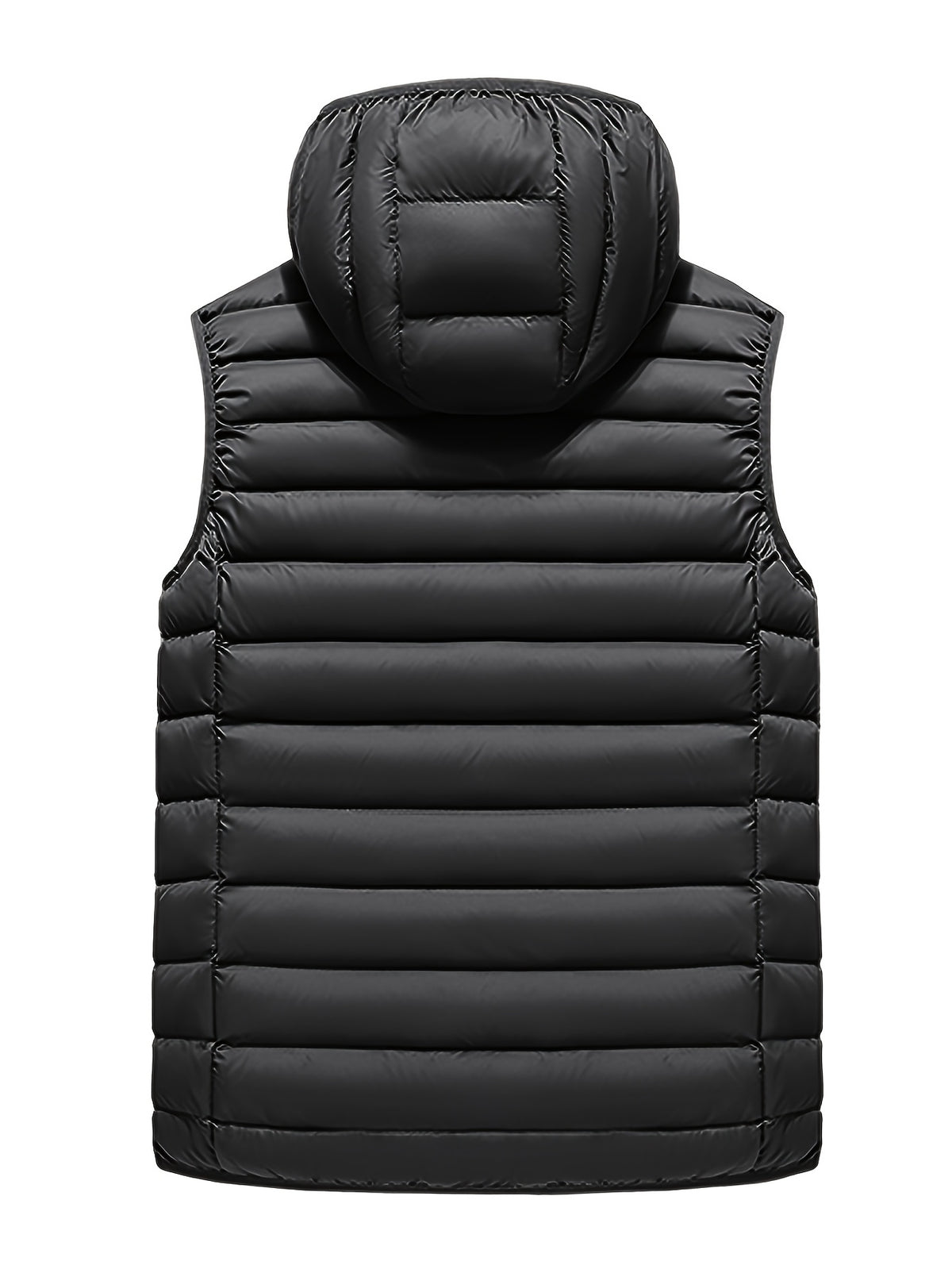 Men'S Slim-Fit Hooded Vest - Lightweight Non-Stretch Jacket, Front Zipper Closure, Side Pockets - Cold Weather Outerwear for Everyday & Formal Events - Fall/Winter, Winter Clothing, Sleek Design, Durable Construction, Stylish Outerwear, Urban Style - Black