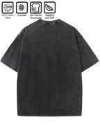 Men's New Washed Distressed Short Sleeve T-Shirt, Trendy Clover Motif Streetwear, Perfect for Daily Versatile  Style, Soft and Breathable Top - Black