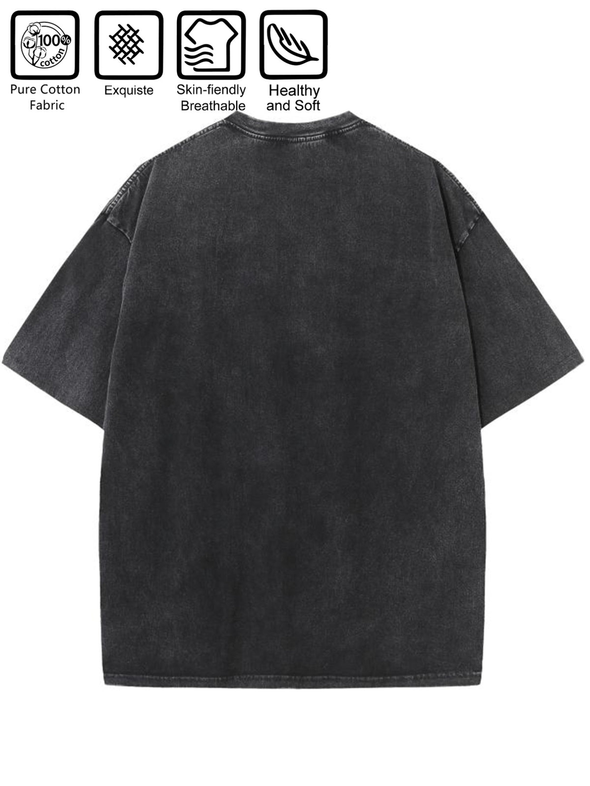 Men's New Washed Distressed Short Sleeve T-Shirt, Trendy Clover Motif Streetwear, Perfect for Daily Versatile  Style, Soft and Breathable Top - Black