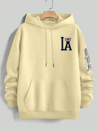 American Vintage Los Angeles  Style Hoodie, High Street Fashion LOS ANGELES Trendy Sweatshirt for Men - Apricot