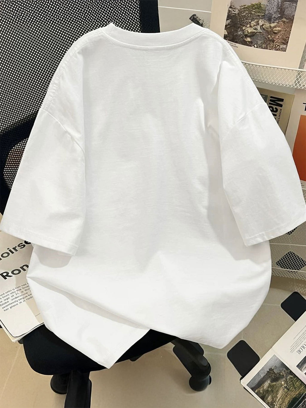 Graphic Print Drop Shoulder T-shirt, Short Sleeve Crew Neck Casual Top for Spring & Summer, Women's Clothing - White