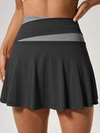 Women's Sports Skirt Colorblocking Design Women's Clothes Anti-glare Stretch Fit High-waisted Belly Lining Suitable for Casual Sports Running - Black