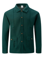 Men'S New Fall Winter Waffle Knit Shirt Jacket with Lapel, Multi-Pocket Button-Front Cargo Jacket - Dark Green