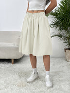 Summer Thin Loose Wide-Leg High-Waist Basic Style Casual Japanese Outer Wear Skirt - Apricot
