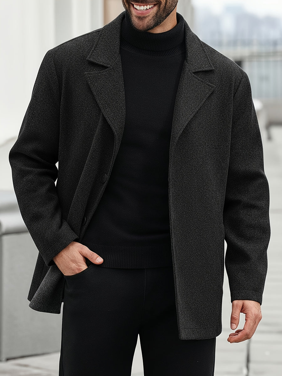 Men'S Fashion Herringbone Jacket, Casual Business Commuter Easy Multifunctional Button-Up Coat, Long Sleeve Men'S Jacket, Men'S Jacket Coat, Fall Winter Men'S Long Sleeve Top Coat - Black