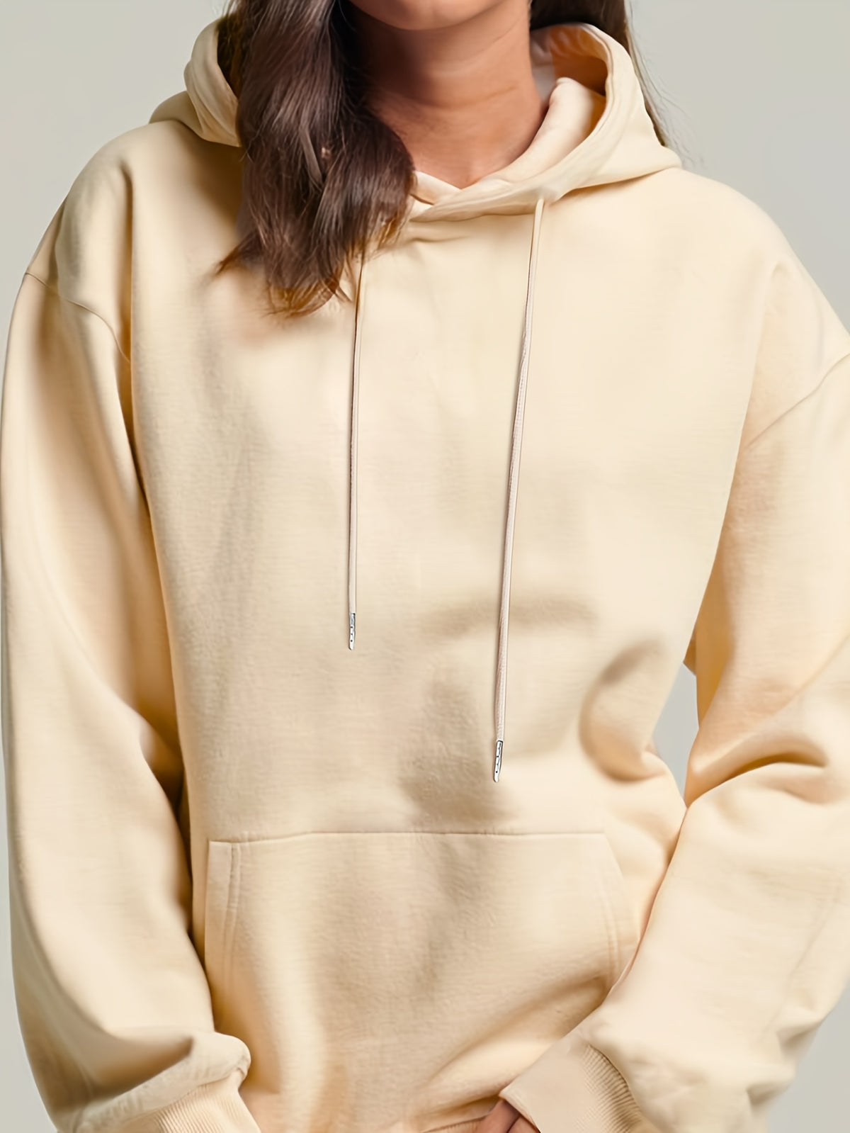 Spider Web Star Print Hooded Sweatshirt Women'S Retro Distressed Back Pattern Long Sleeve Pullover Hoodie - Apricot