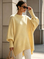 New Autumn/Winter Loose-Fit Crewneck Sweater for Women, Soft, Skin-Friendly, and Flowy for a Effect, Simple and Versatile for Daily Commuting - Yellow