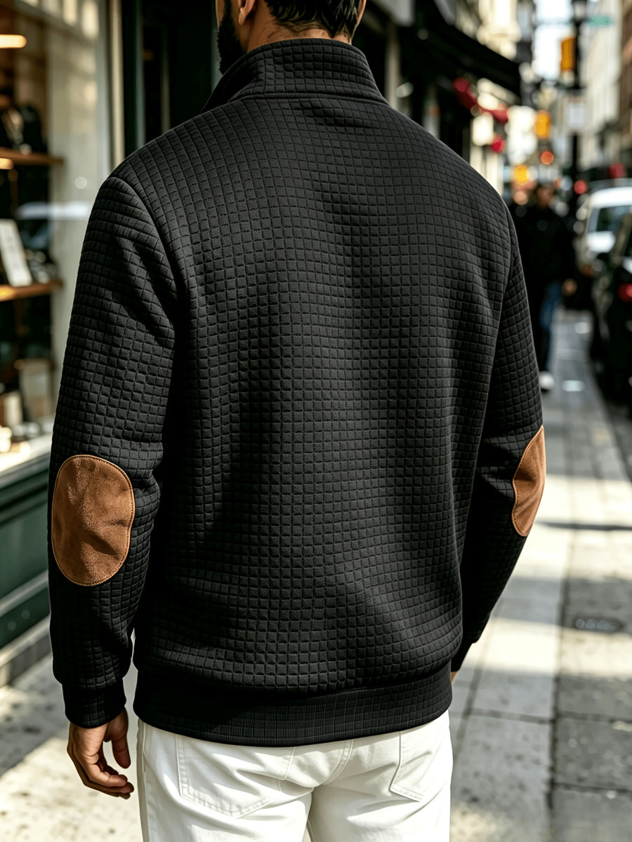 BOWZ Men'S Knit Zipper Stand-Up Collar Cardigan Jacket, Casual Fashion All-Match Premium Sports Men'S Clothing - Black