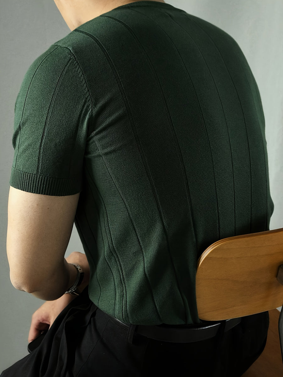 Men's Solid Rib-knit Top - Olive Green Color