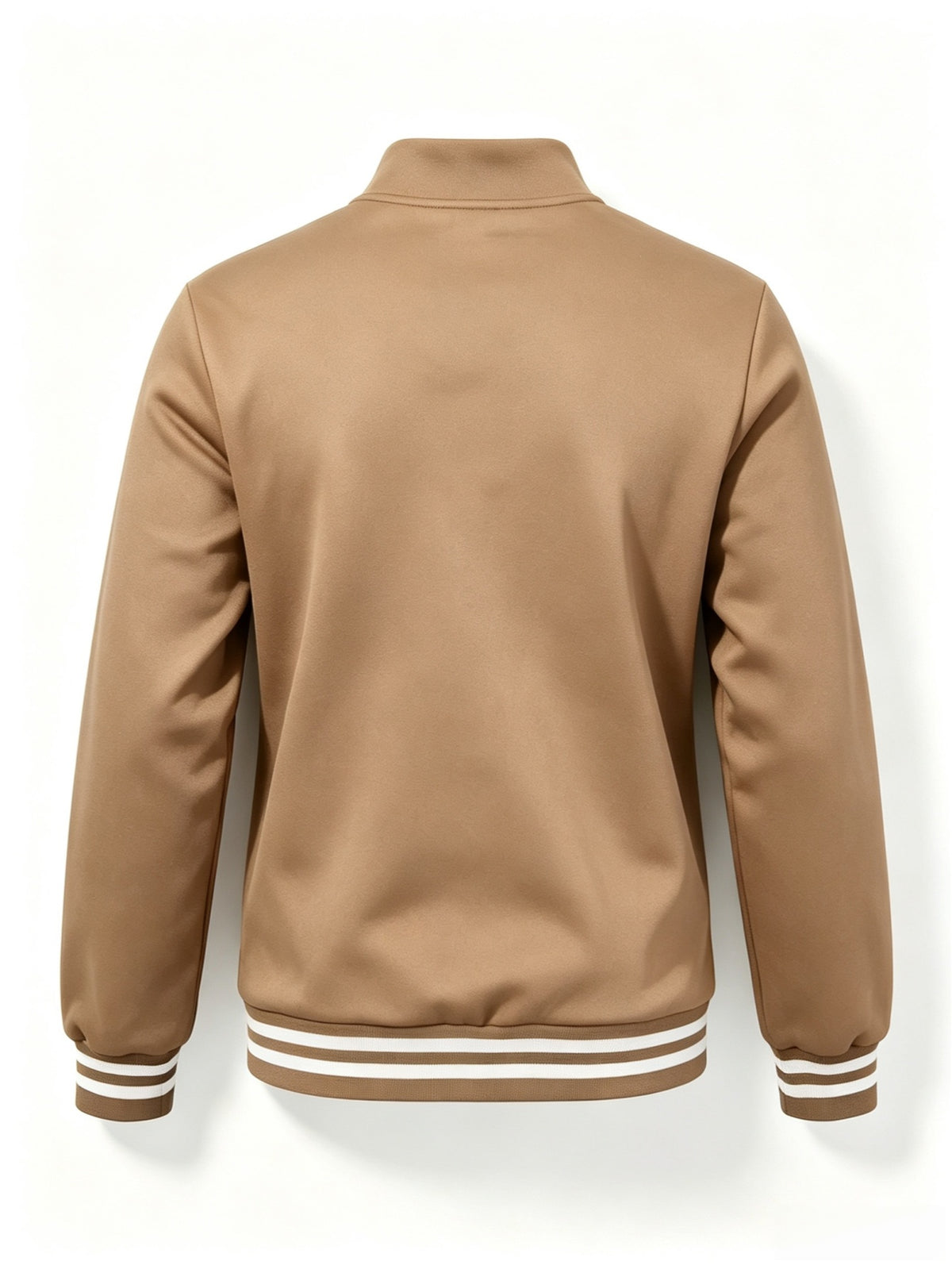 Men'S Half-Open Collar Mid-High Neck Sweatshirt, Contrast Geometric S Logo Print Striped Ribbed Hem Loose Athletic Pullover Top, Suitable for Commute And Casual Wear - Khaki