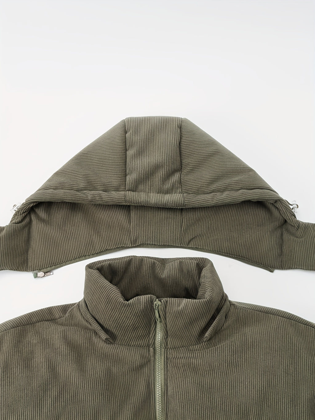 New Men'S Fall Winter Thick Corduroy Jacket Casual Warm Coat - Hooded Jacket, Removable Hood, Warm Winter Overcoat, Suitable for Casual And Formal Occasions, Easy Care Hand Wash Design, Winter Dress, Durable Material - Gray Green