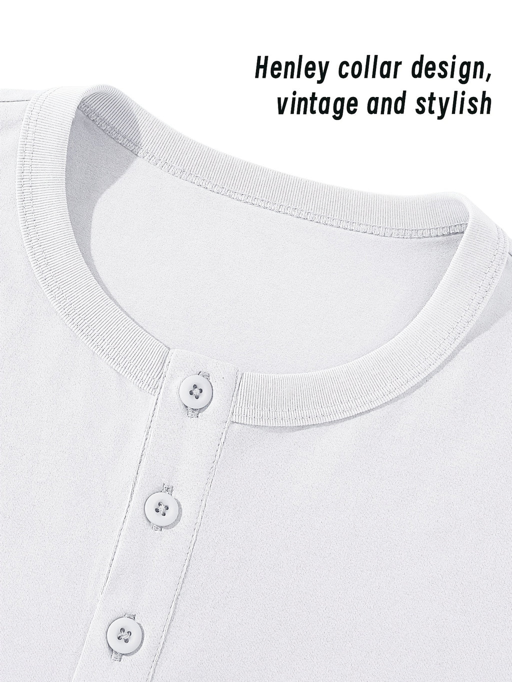 (Set of Two) JEANSWEST Men'S Long-Sleeve Henley Shirts for Spring And Fall - Black+Light White