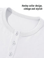 (Set of Two) JEANSWEST Men'S Long-Sleeve Henley Shirts for Spring And Fall - Black+Light White