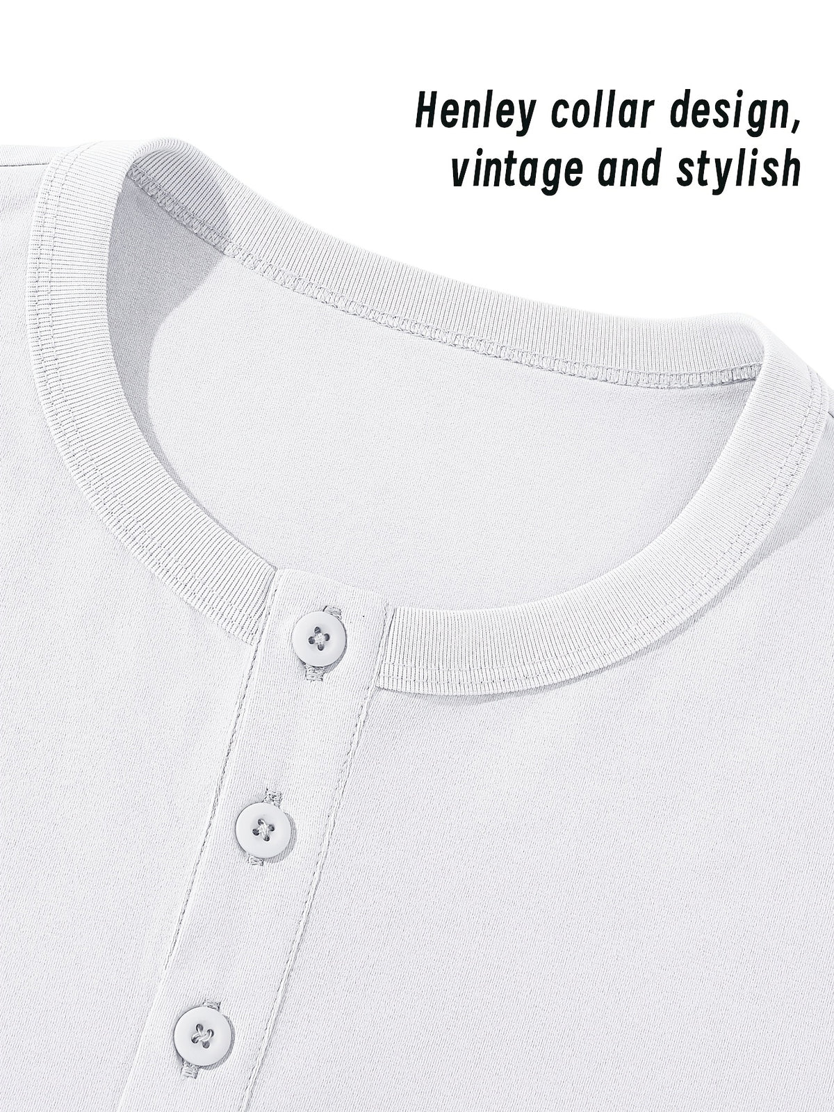 (Set of Two) JEANSWEST Men'S Long-Sleeve Henley Shirts for Spring And Fall - Black+Light White