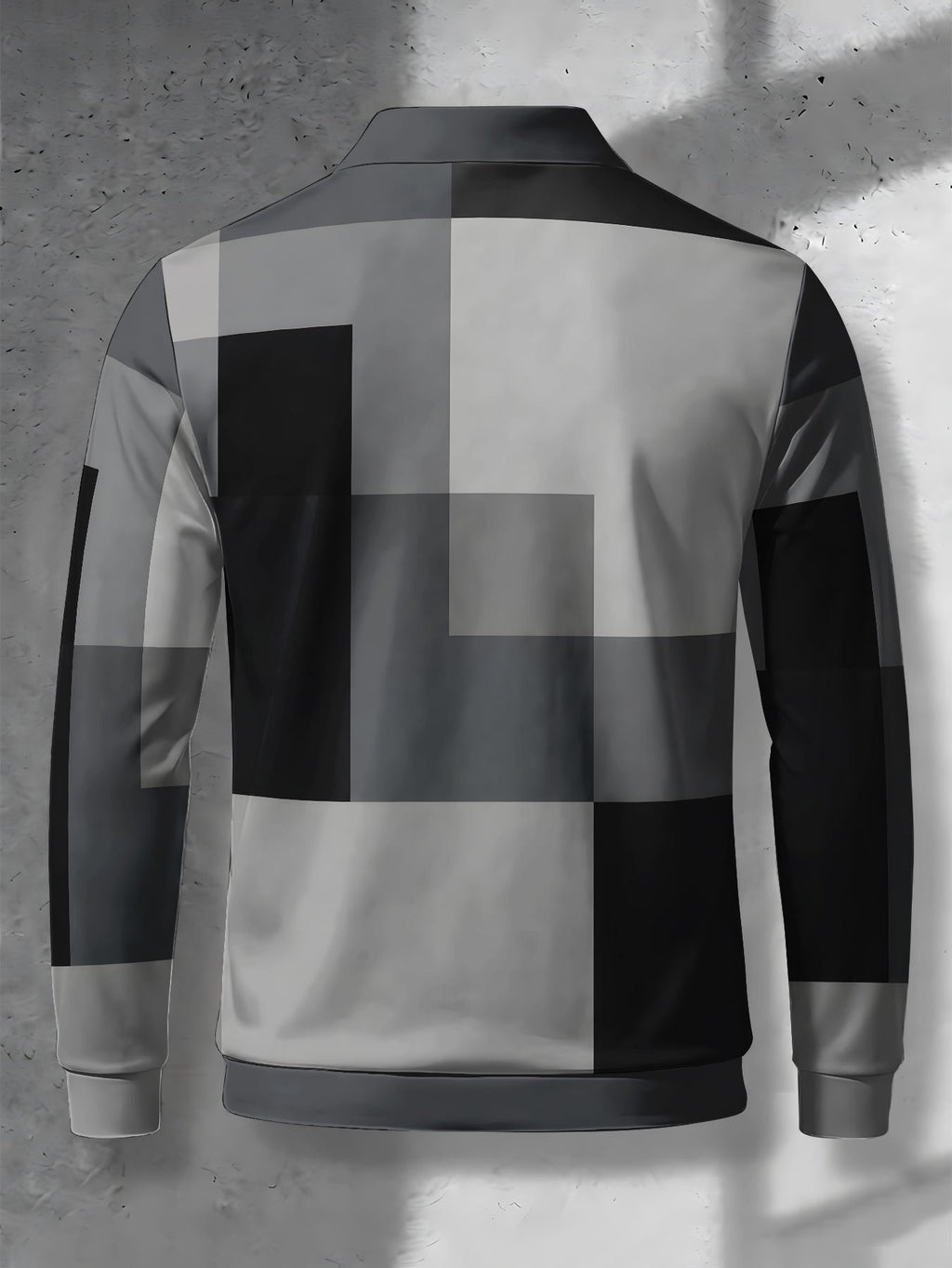 Color-Block Men'S Long Sleeve Polo Shirt, Lapel 3-Button Casual Top, Oil Painting Block Plaid Contrast Print, Spring Autumn Business Commute Golf Versatile Men'S Wear, Teenager Men'S Birthday Holiday Surprise Gift - Mixed Color F