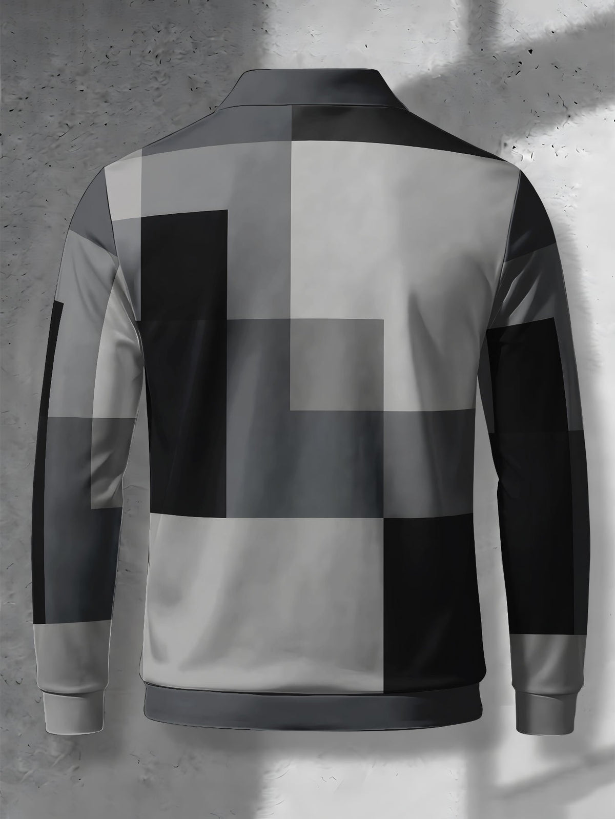 Color-Block Men'S Long Sleeve Polo Shirt, Lapel 3-Button Casual Top, Oil Painting Block Plaid Contrast Print, Spring Autumn Business Commute Golf Versatile Men'S Wear, Teenager Men'S Birthday Holiday Surprise Gift - Mixed Color F