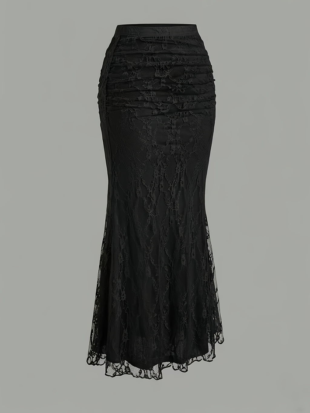 New Women'S Lace Mesh Fishtail Skirt, Temperament Elegant Half-Length Skirt - Black