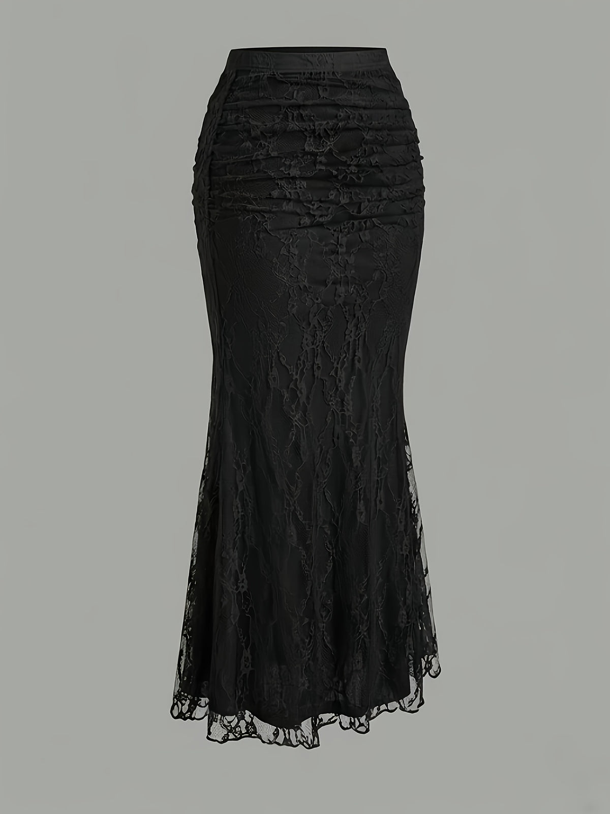 New Women'S Lace Mesh Fishtail Skirt, Temperament Elegant Half-Length Skirt - Black