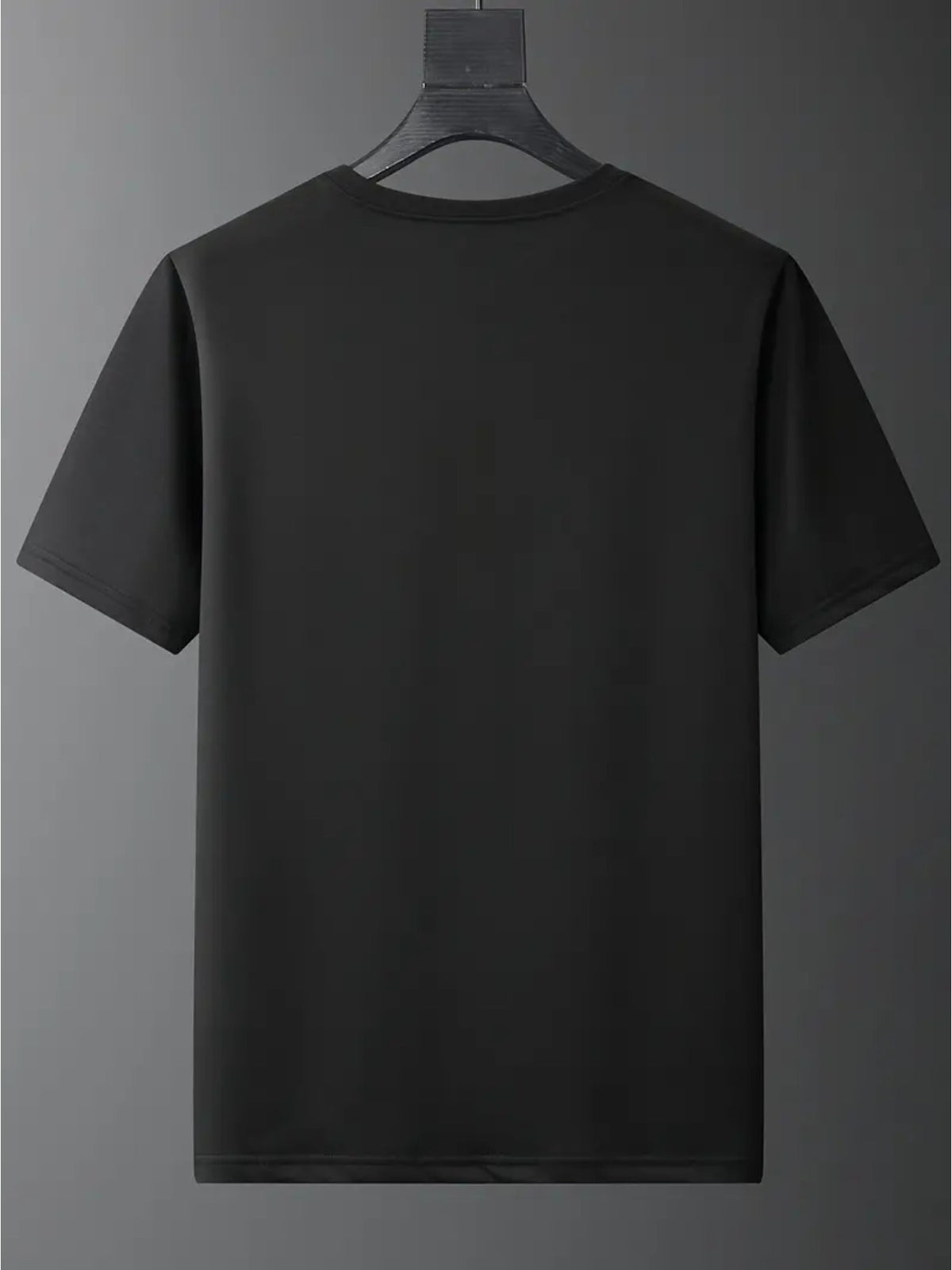 Men's Casual and Fashionable Letter Printed T-shirt, Round Neck Comfortable Polyester Fabric, Suitable for Daily Wear as Fashionable Streetwear, Men's Clothing - Black