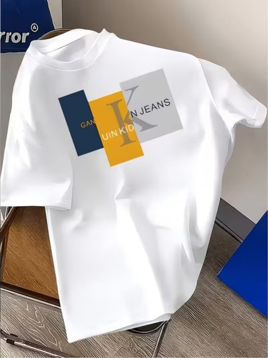 Men's "K" Logo T-Shirt - Fashionable Casual Wear - White