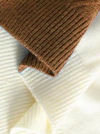 Men'S Color-Blocked Round Neck Sweater, Trendy And Relaxed Style, Warm Knitted Top for Casual Wear - Yellow-green