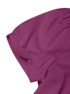 Elegant And Stylish Dress for Women with a Square Neckline, Drop Shoulder Sleeves, Solid Color, Featuring a Bow Design at The Waist, Easy to Wear And Remove, Machine Washable, Suitable for Outings And Dates, Perfect for Commuting Fashion - Purple