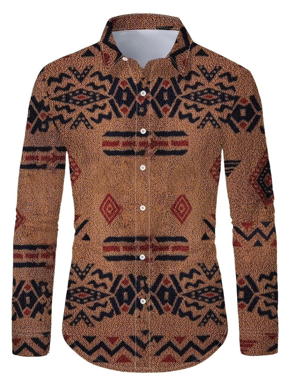 Men's Long-sleeve Shirt, Spring and Autumn Base Shirt, Casual and Versatile for Work, Casual Printed Fashionable Top, Trendy Men's Shirt, Machine Washable - Mixed colors