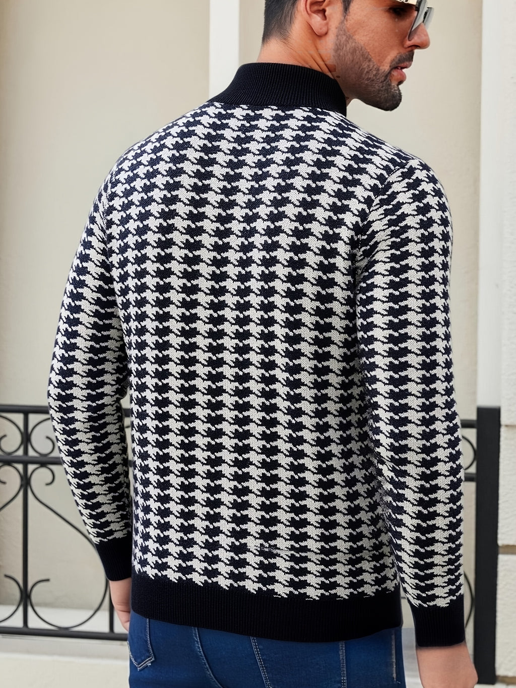 Men's Casual Jacquard Jacket - Solid Color Regular Fit Versatile Long-Sleeve Top for Spring and Autumn, Hand Wash/Dry Clean, Autumn/Winter Outerwear, Fashionable Street Style, Structured Design, Four-Season Warm Business Casual Jacket - Black