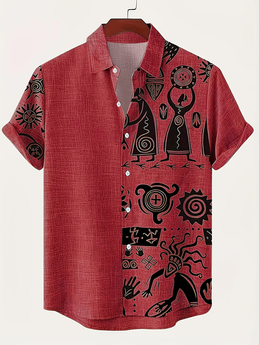 Men'S Classic Short-Sleeve Shirt with Lapel - Casual Button-Up Design for Summer Daily Wear, Vacation Destinations, And Outdoor Activities - Mixed Color 2