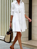 White Casual Oversized Blouses Women 2024 Autumn Korean Fashion Mid Length Winter Loose Long Sleeves Female Blouses - White