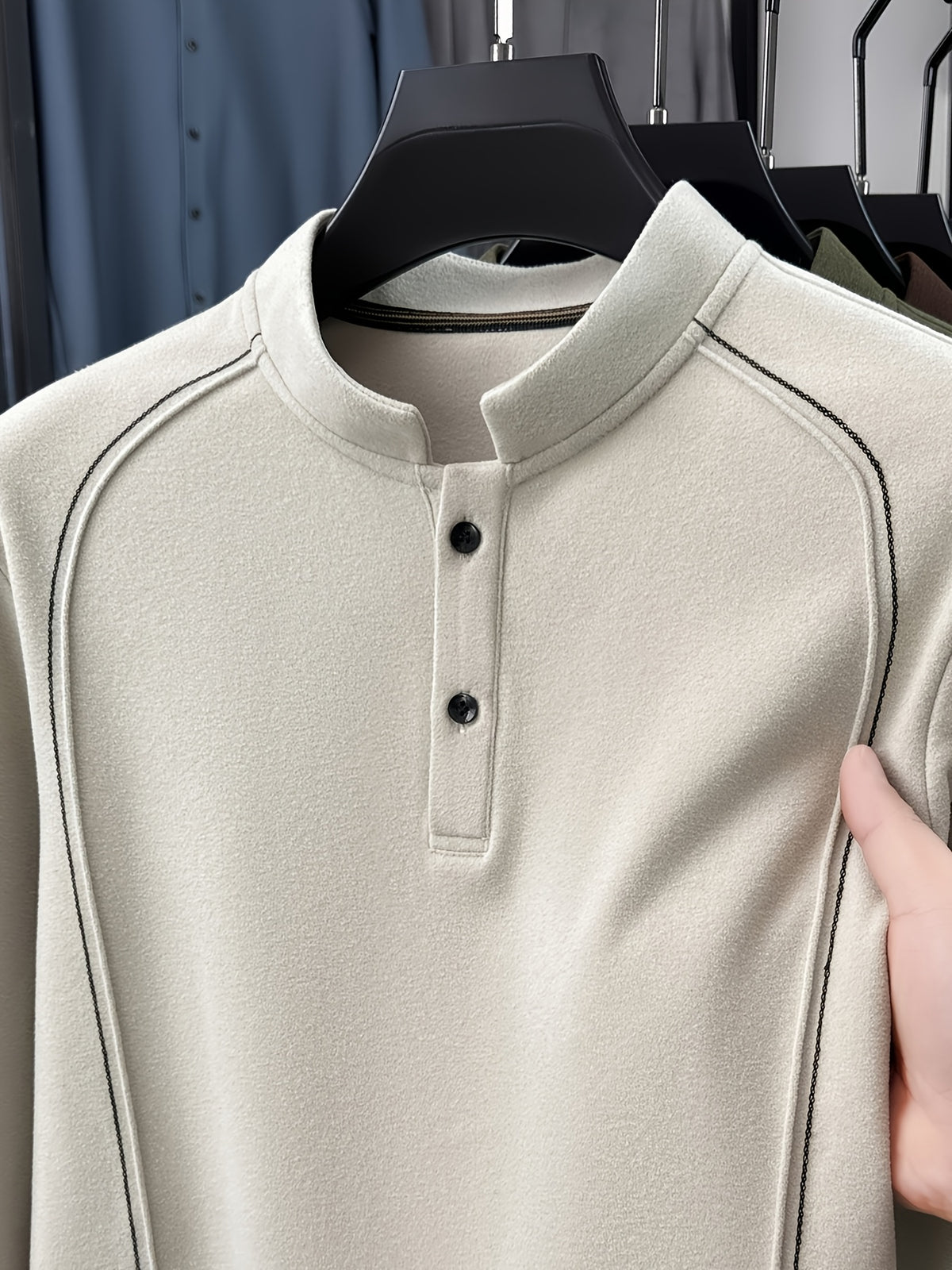 Father's Day Gift for Men 2026 Spring New Arrival Three-Layer Sweatshirt, Heavy-Duty Stitching with Double-Sided Cationic, Essential Business Commute Wear - Beige gray